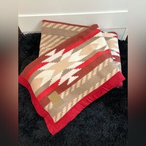 8th Generation Wool Blanket Tribal 80x60 Red Beige Clearwater Casino New